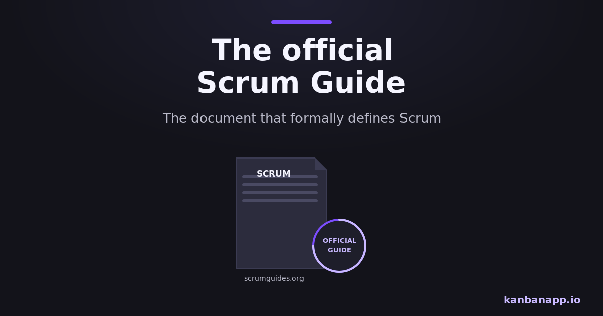 The Scrum Guide document with the elements it defines around it.